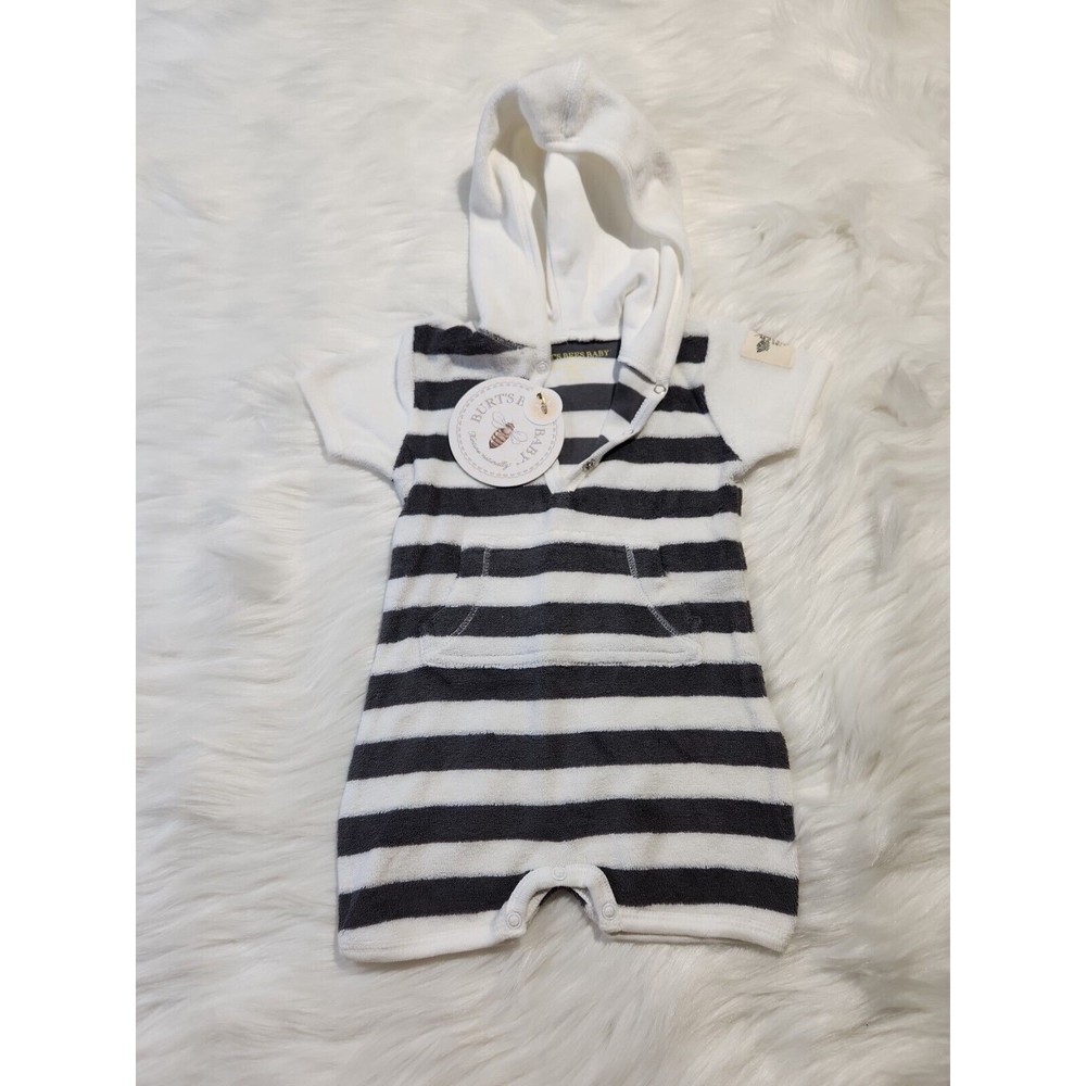 Burt’s Bees Baby Romper Size 0-3 Months Organic Cotton One-piece NWT with hood